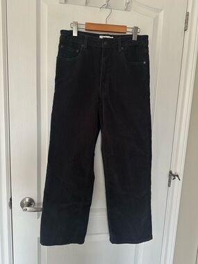 Women’s Twik Vintage Style High Waist Slate Grey Corduroy Straight Leg Pant 90s